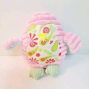 Mud Pie Baby OWL Pink Ribbed Corduroy Rattle Stuffed Plush Toy Floral Paisley